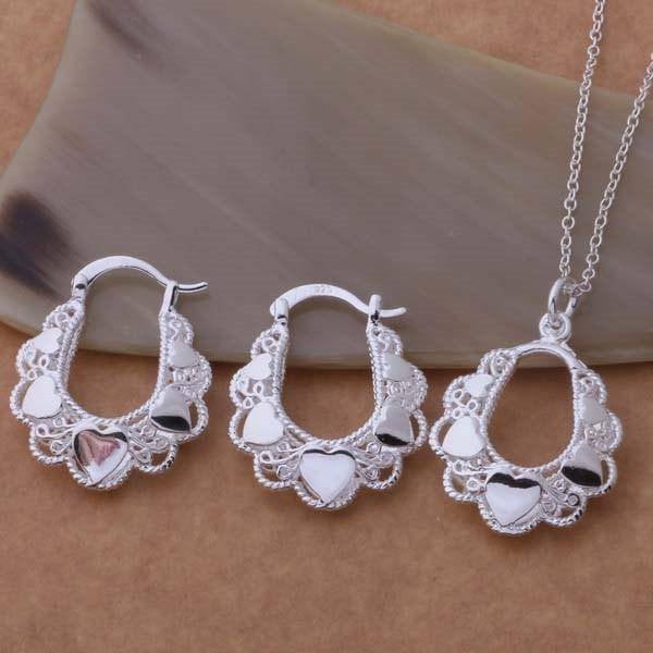 Secret Heart Sterling Silver Necklace and Earrings Set Secret Heart Sterling Silver Necklace and Earrings Set